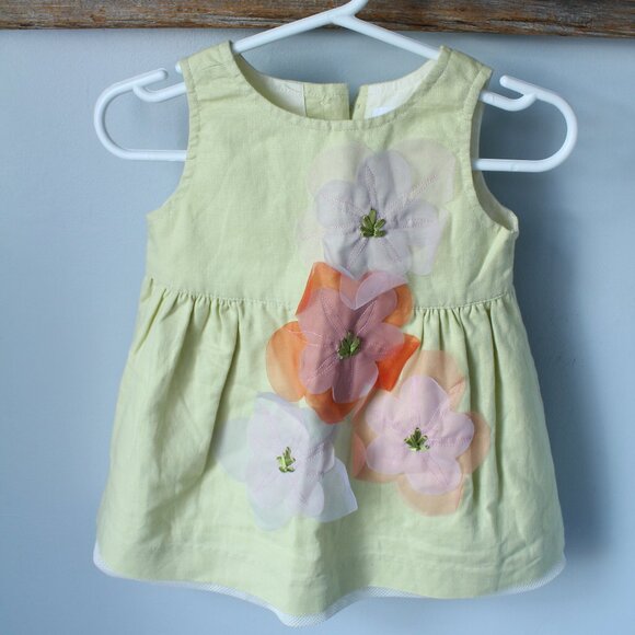 🍁5/$25🎃 Gap Size 3-6M Summer Dress Vintage Celery Colour - Picture 1 of 4